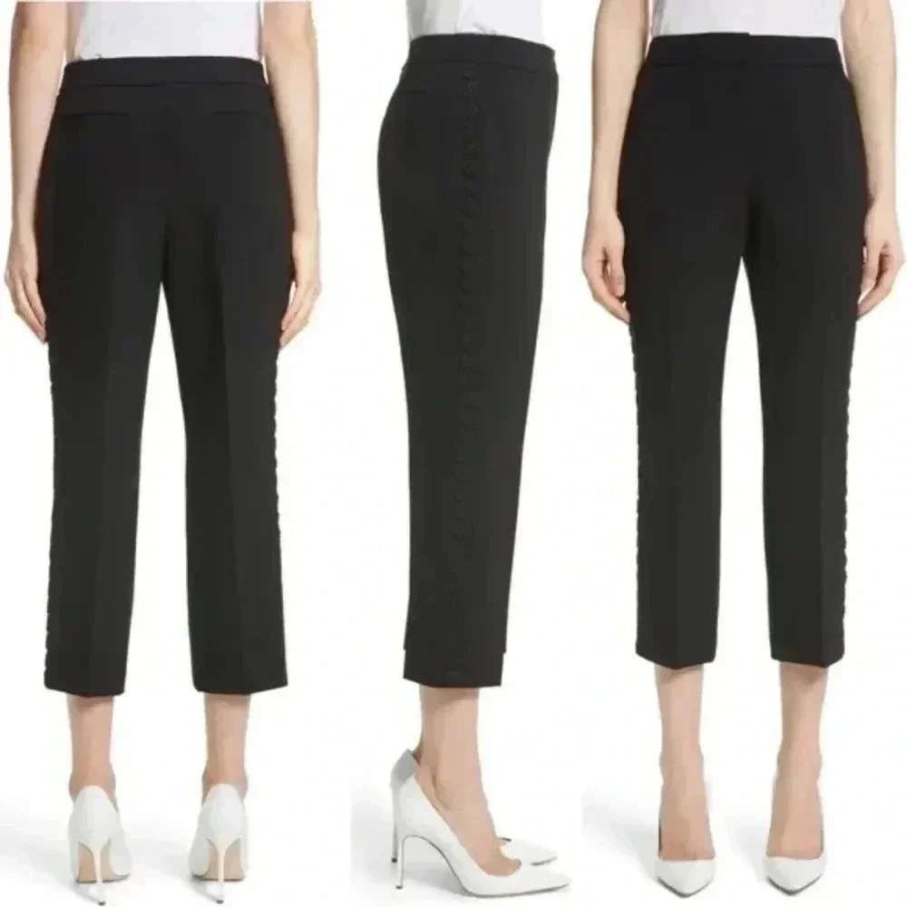 Kate Spade Lace Trim Cigarette Trousers - Black